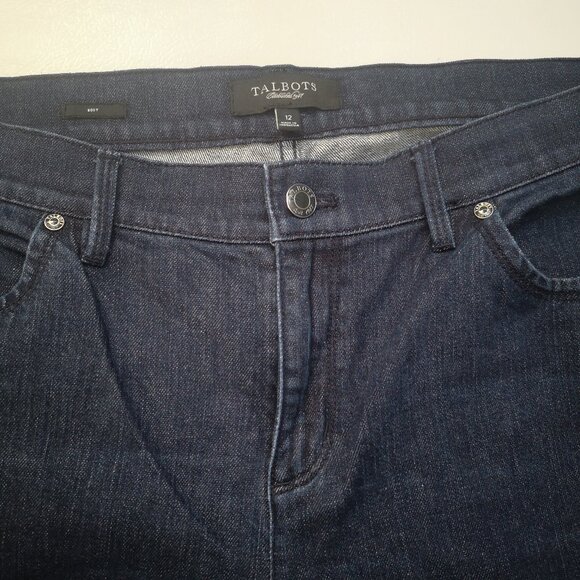 Talbots Ladies Size 12 Dark Wash Boot Cut Zipper & Button Closure Jeans - Picture 7 of 13